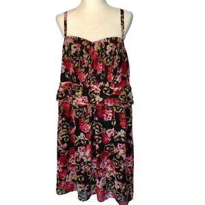 Torrid Black Floral Spaghetti Strap Smocked Back Maxi Dress Size 4 (22)